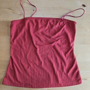 Rue 21 Tank Top Women’s Size L Red Rust Ladies Ribbed Spaghetti Strings Crop top